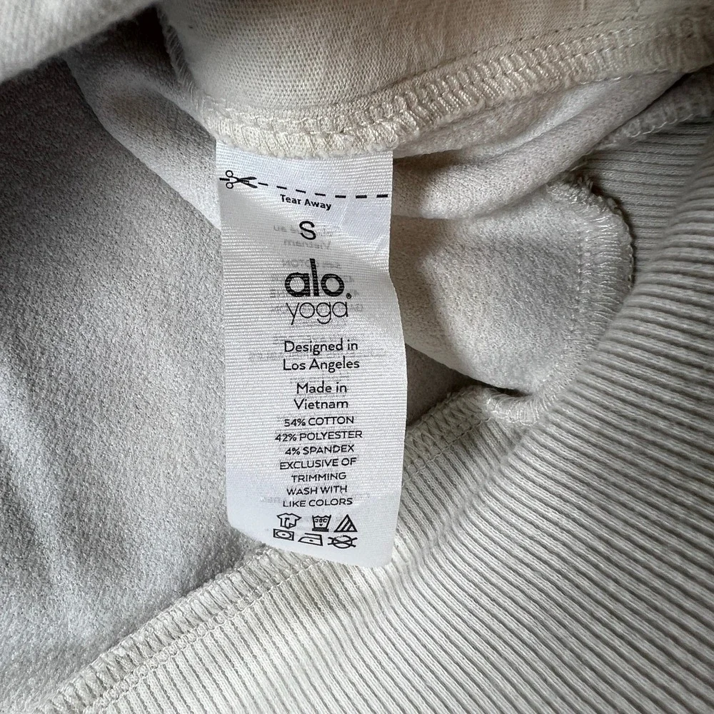 Alo‎ Yoga Womens Ivory Textured Waffle Knit Side Zip Sweatshirt Size S Pullover